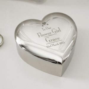 Personalised Decorative Flower Girl Heart Trinket Box