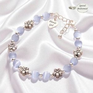 Flower Girl or Bridesmaid Bracelet With Sterling Silver Tag