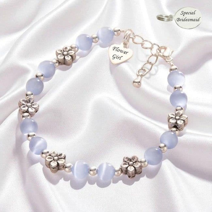 Flower Girl or Bridesmaid Bracelet With Sterling Silver Tag