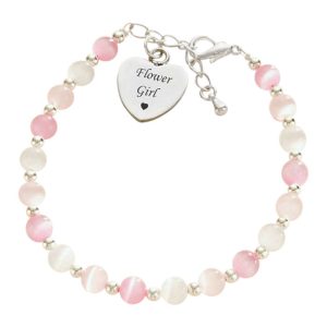 Flower Girl or Bridesmaid Bracelet With Engraved Steel Heart