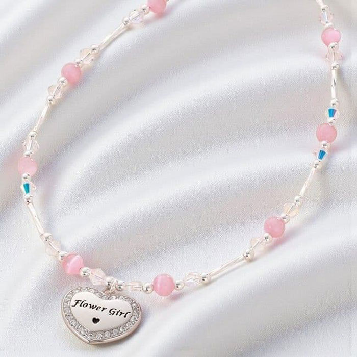 Engraved Bridesmaid or Flower Girl Heart Pendant Necklace