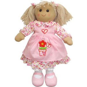 Girl's Personalised Rag Doll Toy in Pink Floral Dress