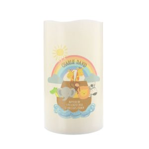 Personalised Noah's Ark LED Christening Candle Night Light