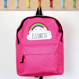 Personalised Rainbow Pink Backpack School/Nursery Bag