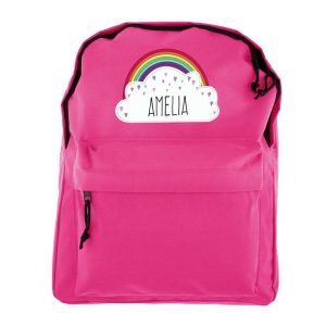 Personalised Rainbow Pink Backpack School/Nursery Bag
