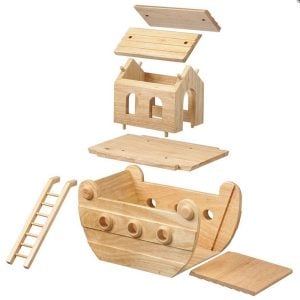 Junior Natural Wooden Noah's Ark Toy Painted Characters