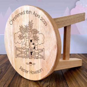 Personalised Engraved Wooden Farmyard Stool