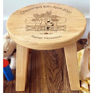 Personalised Engraved Wooden Farmyard Stool