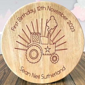 Boy's First Birthday Personalised Tractor Wooden Stool