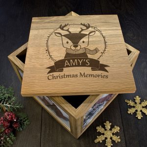 Oak Personalised Woodland Reindeer Christmas Memory Box