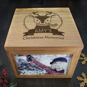 Oak Personalised Woodland Reindeer Christmas Memory Box