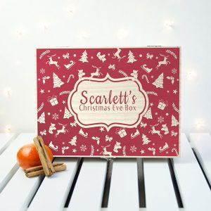 Personalised Christmas Eve Box With Festive Pattern Large