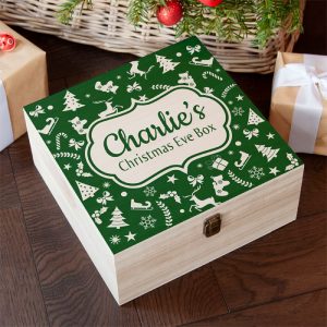 Personalised Christmas Eve Box With Festive Pattern Large