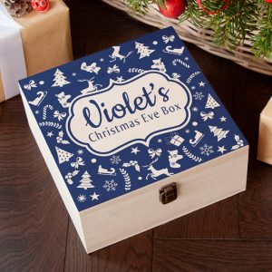 Personalised Christmas Eve Box With Festive Pattern Large
