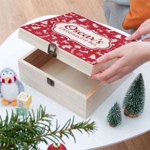 Personalised Christmas Eve Box With Festive Pattern Large