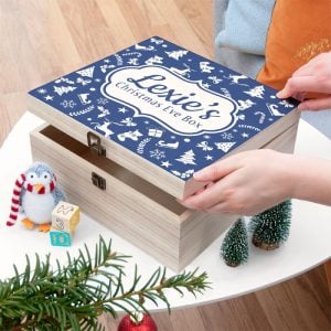 Personalised Christmas Eve Box With Festive Pattern Large