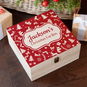 Personalised Christmas Eve Box With Festive Pattern Large