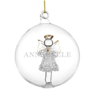 Personalised Glass Angel Christmas Tree Bauble With Name