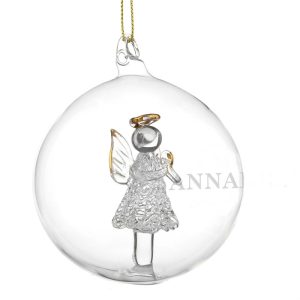 Personalised Glass Angel Christmas Tree Bauble With Name