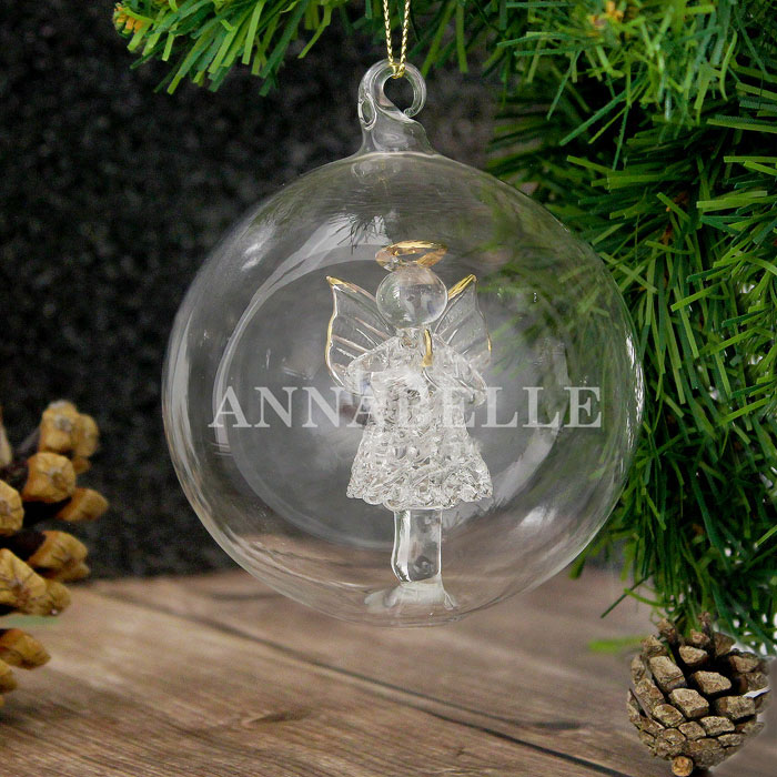 Personalised Glass Angel Christmas Tree Bauble With Name