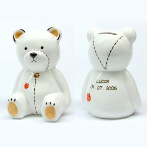Personalised Teddy Bear Bone China First Money Box