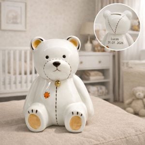 Personalised Teddy Bear Bone China First Money Box