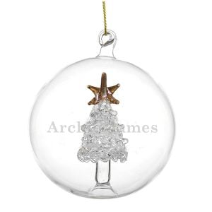 Engraved Name Only Glass Christmas Tree Bauble