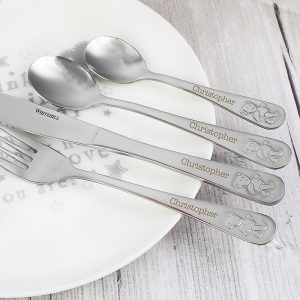 Personalised Teddy 4 Piece Stainless Steel Cutlery Set