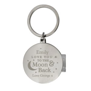 Personalised To the Moon and Back Photo Keyring Any Message