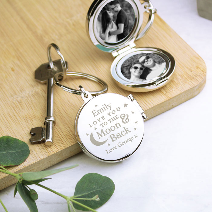 Personalised To the Moon and Back Photo Keyring Any Message