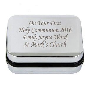 Personalised Box & Silver Plated Cross Necklace 16 inch