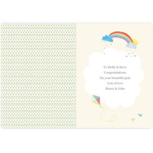Personalised Hessian Elephant Twins Congratulations Card