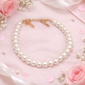 Preciosa Pearl & Rose Gold Christening Bracelet