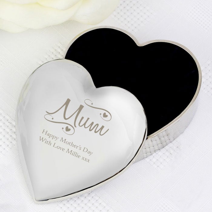 Personalised Mum Swirls Hearts Trinket Box Any Message