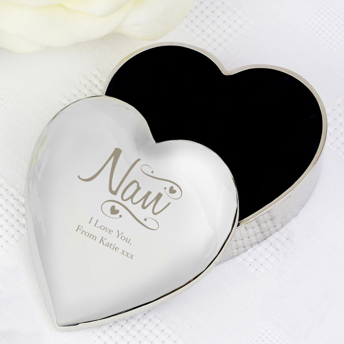 Personalised Nan Swirls and Hearts Trinket Box Any Message