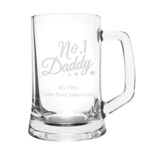 Personalised No.1 Daddy Glass Pint Stern Beer Tankard