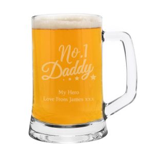 Personalised No.1 Daddy Glass Pint Stern Beer Tankard