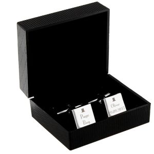 Personalised Decorative Wedding Page Boy Silver Cufflinks