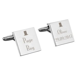 Personalised Decorative Wedding Page Boy Silver Cufflinks