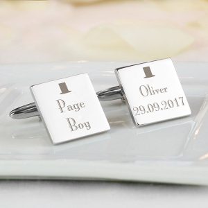 Personalised Decorative Wedding Page Boy Silver Cufflinks