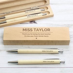 Personalised Classic Wooden Pen and Pencil Box Set