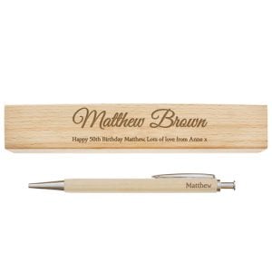 Personalised Any Message Wooden Pen and Box Set