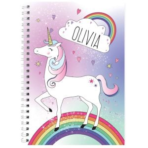 Girl's Personalised Unicorn A5 Pink Notebook