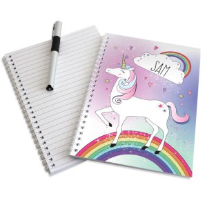 Girl's Personalised Unicorn A5 Pink Notebook