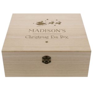 Personalised Large Wooden Christmas Eve Box Sleigh Design
