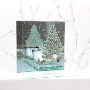 Personalised A Winters Night Mirrored Tea Light Holder
