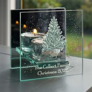 Personalised A Winters Night Mirrored Tea Light Holder