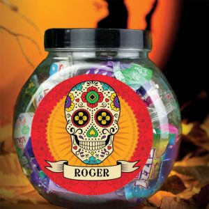 Personalised Sugar Skull Sweet Jar Kid's Hallowen Gift