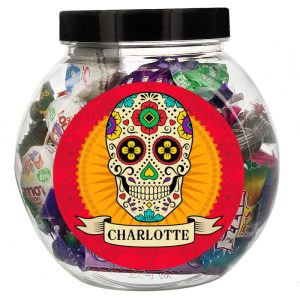 Personalised Sugar Skull Sweet Jar Kid's Hallowen Gift