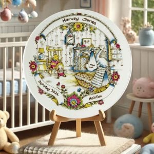 Personalised Traditional China Baby Birth Plate